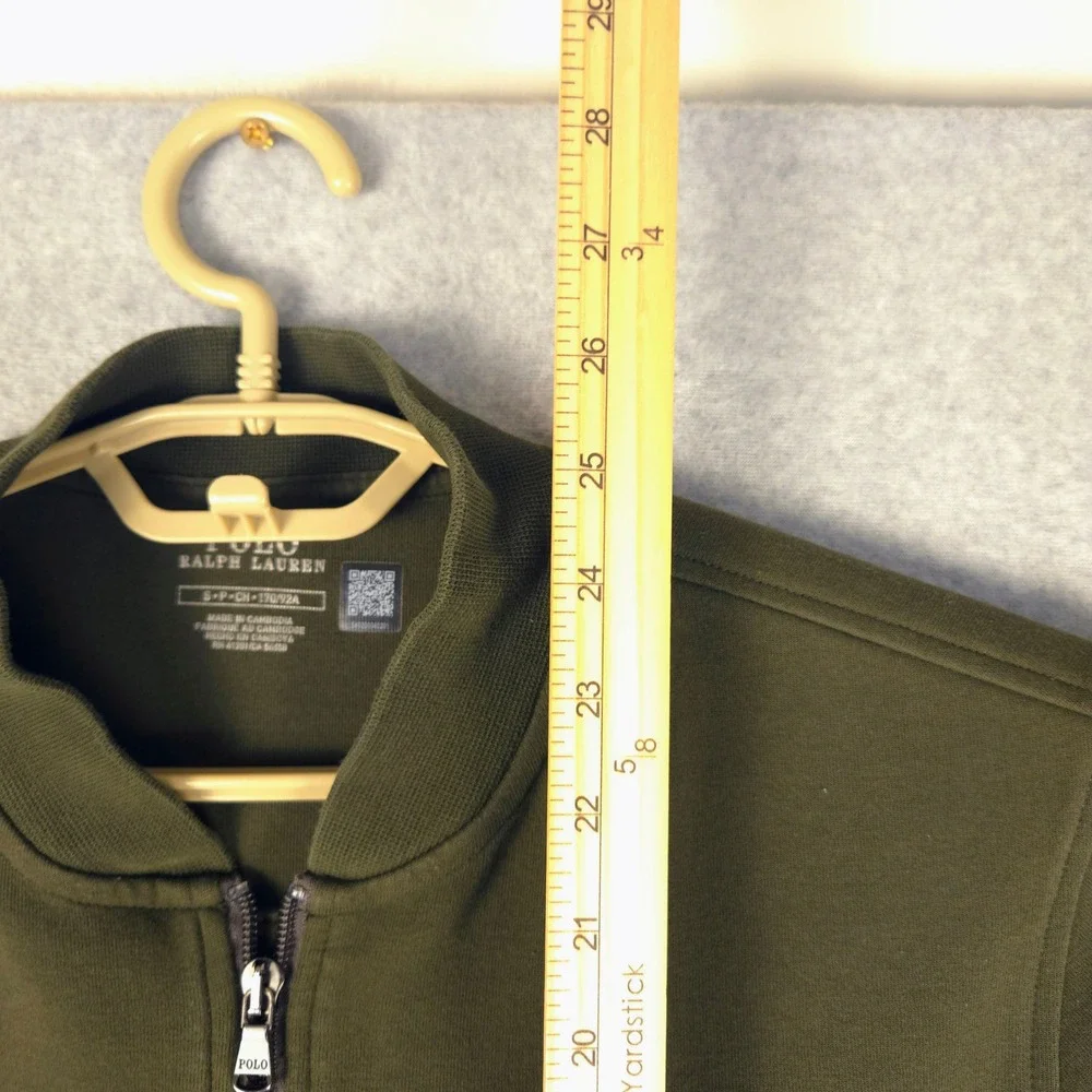 Polo Ralph Lauren Mens‎ Olive Green Fleece Bomber Jacket Small Full Zip Utility